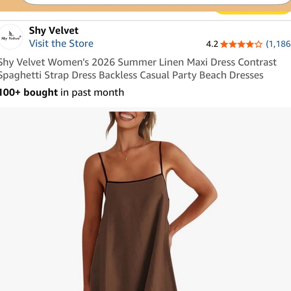 Brown Linen Maxi Dress with Adjustable Straps - Picture 3 of 17